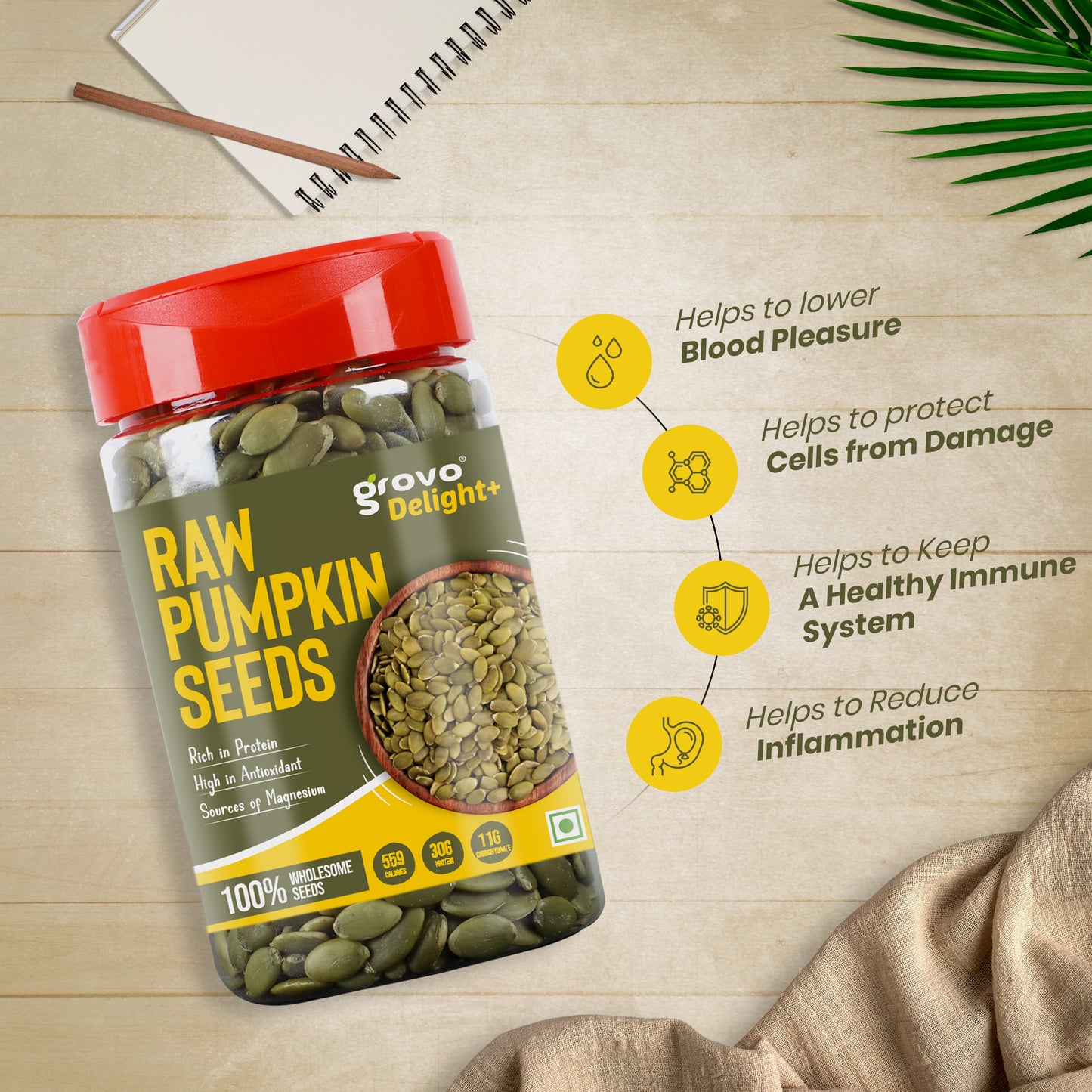 Grovo Delight+ Raw Pumpkin Seeds 200g Grovo Foods
