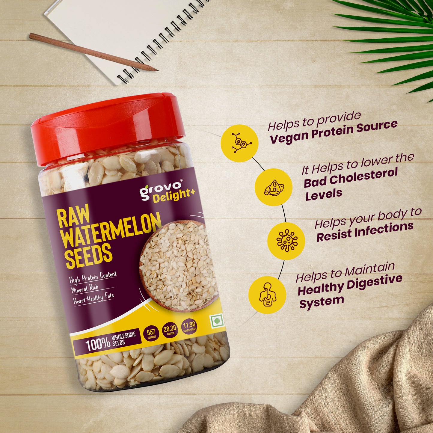 Grovo Delight+ Raw Watermelon Seeds 200g Grovo Foods