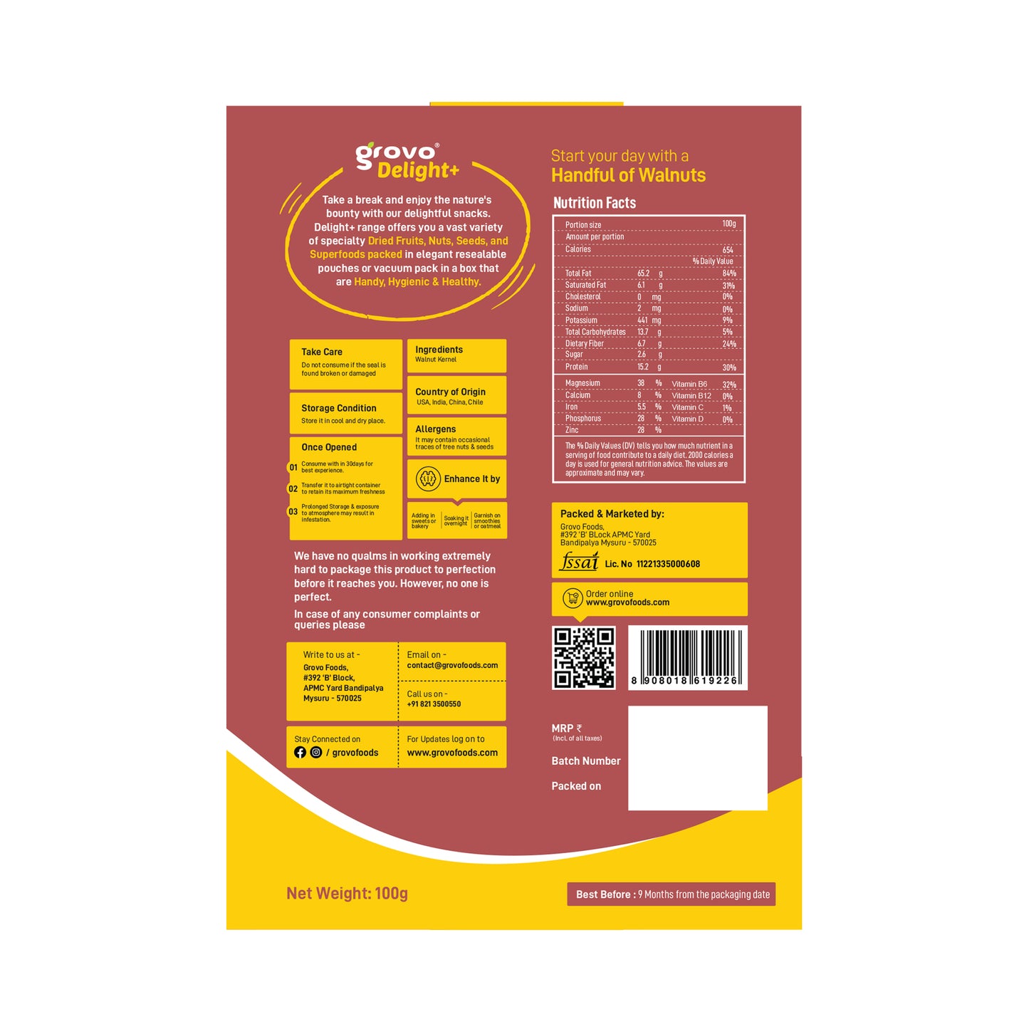 Grovo Delight+ Extra Light Walnut Halves Grovo Foods