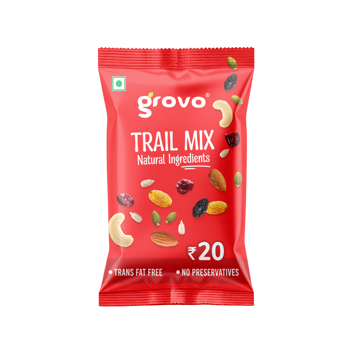Grovo Trail Dry Fruits & Nut Mix 18g X Pack of 12 - 216g